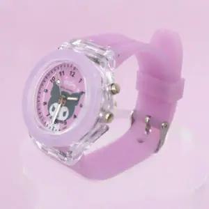 산리오 귀여운 쿠로미 캐릭터 LED 바늘 손목 시계 초등 학생 유아 어린이 손목 시계 (쿠로미)