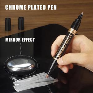 1pc 영구 페인트 마커 0.7/6mm 듀얼 팁 황동 구리 실버 골드 컬러 미러 크롬 방수 자동차 스타일링 공예품