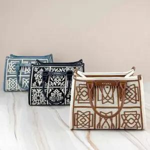 여성 자가드 사각 토트 크로스백(소) GAB02503 (WFK2WS2)