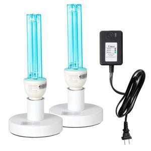 25W UV 살균 램프 오존 프리, 포함, 지하/침실/주방용 E26 베이스 및 3단 타이머 램프가 장착된 UVC 라이트 2팩, 파장 253.7/185nm 최대 800제곱피트, 110V CTV-25