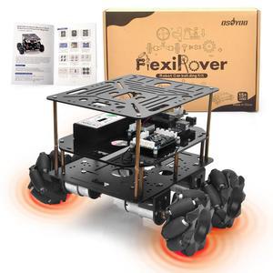 WiFi 확장 보드가 포함된 아두이노 메가2560용 OSOYOO FlexiRover 로봇 자동차 키트 - 520 모터, 메카넘 휠, 4륜 구동 모터 보드, 배터리 및 충전기, 고급 로봇을 위한 맞춤형 섀시
