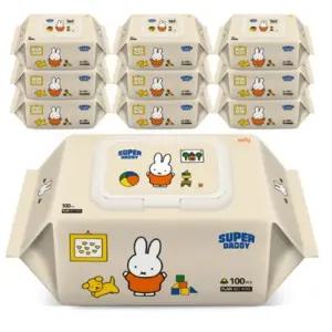 슈퍼대디 미피 소프트 유아물티슈 캡형 100매 10팩