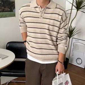말론 남자 스트라이프 단가라 간절기 봄 가을 카라니트