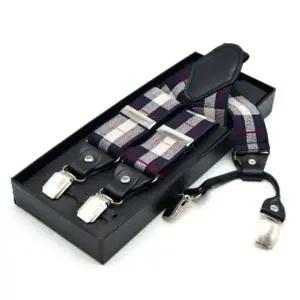 4클립 서스펜더 캐주얼 남자 정장 멜빵체크