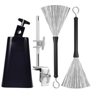 6인치 카우벨 및 클램프, 홀더 타악기 액세서리, 베이스 드럼 후프 업 또는 다운용 조절 가능한 마운트 브러시