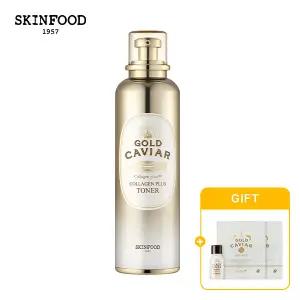 [스킨푸드][쿠폰가14,580원]골드 캐비어 콜라겐 토너 + (증정) 마스크팩2개 + 블랙슈가클렌징오일14ml