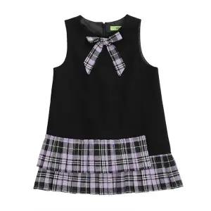 갤러리아 티파니주니어 겨울 BK 체크배색 점퍼원피스 T25KAO020