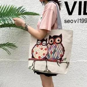 [라일리] Rly 빅사이즈 부엉이 캔버스백  41575411)
