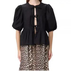 [가니]25FW Cotton Poplin Peplum Tie Blouse 147375064