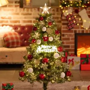 크리스마스트리 나무 장식 풀세트 레드라이트 1.3m