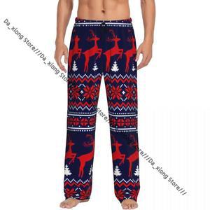 니트 픽셀 크리스마스 패턴 남성 잠옷 바지 라운지 수면