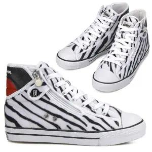 옆지퍼사용 슈퍼카미트 아동여성용 캔버스화 지브라농구