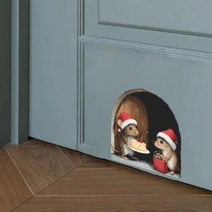 귀여운 크리스마스 작은 쥐 벽 스티커 장식 집용 노엘 나비다드 메리 2025 해피 뉴 이어