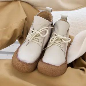 천연소가죽 리톤 경량 레이스업 앵클부츠 3cm