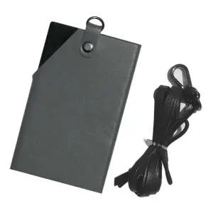 웍스 밴드+목걸이형 천연소가죽 미니 카드지갑-그레이