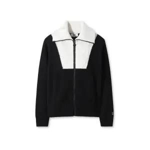 [왁]왁 우먼 립 카라 집업 니트 가디건 WWWAW25803BKX