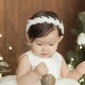 [롯데백화점]쁘띠벨 오간자 리프 헤어밴드