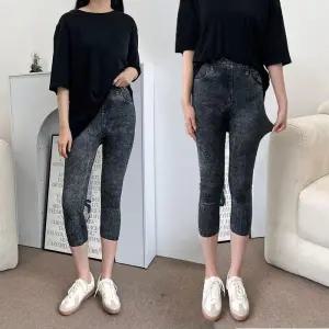 [아우트]데님 블랙 겨울레깅스 블루 레깅스 7부