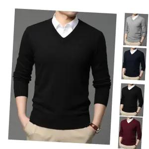 키밍 남자 브이넥 니트 긴팔 스웨터 오버핏 4컬러