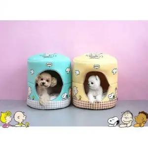 [콩심팥심]하우스 반려동물 피너츠 숨숨집 쿠션 스누피 강아지