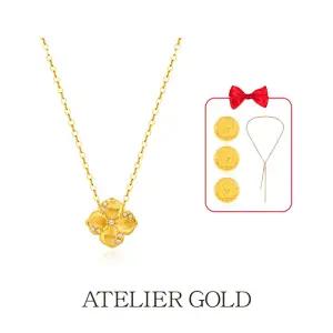 24K 모이사나이트 클로버 목걸이 + 24K 순금코인 3개 + 테니스 롱 목걸이