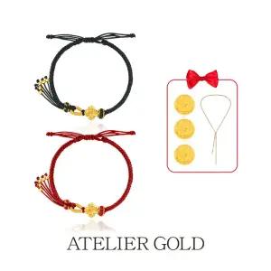 24K 모이사나이트 클로버 매듭 팔찌 + 24K 순금코인 3개 + 테니스 롱 목걸이