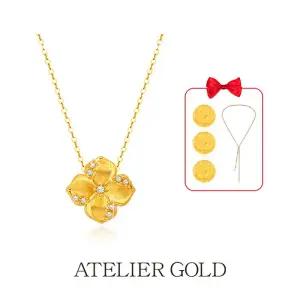 24K 모이사나이트 빅 클로버 목걸이 + 24K 순금코인 3개 + 테니스 롱 목걸이