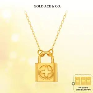 24K 순금 빅 끌레도르 락 목걸이 + 24K 순금 행운클로버 골드바 3개