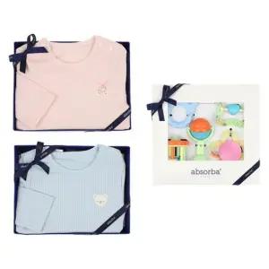 [갤러리아] (압소바,출산,백일,아기실내복)미미슬림바디슈트+딸랑이5종세트(A25-2168A)