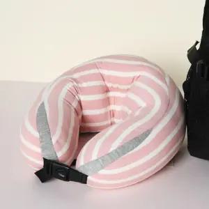 [라일리] Rly 목쿠션 여행용 줄모늬 낮잠 목베개 기내용 핑크