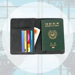 해외여행 가죽 여권 케이스 트레블월렛 기본 진회색