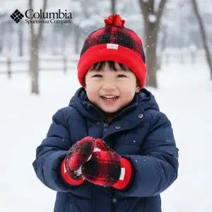 [컬럼비아] 정품 유아 어린이 모자+장갑 세트 키즈 주니어 털모자 벙어리장갑
