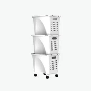 정리수납바구니 3단 세탁바구니 분리수거 다용도