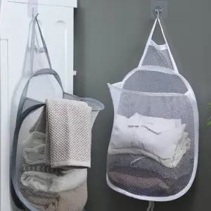 바스켓 소품 빨래바구니 걸이형 수거함 접이식