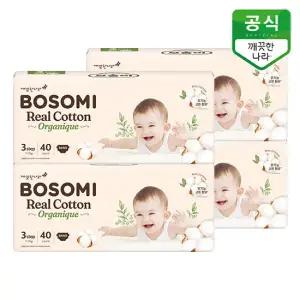 보솜이 리얼코튼 오가니크 밴드 기저귀 3단계(7-11kg) 중형 40개입 x 4팩
