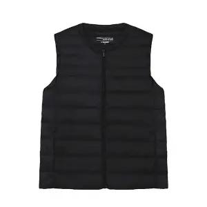 남성) 라운드넥 지퍼 경량 다운 베스트_AM4WWV701-BK