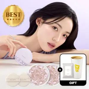 (40%+7%묶음/커피+클렌징티슈)에이지투웨니스 디오리진 에센스 팩트 라벤더라떼 본품+리필