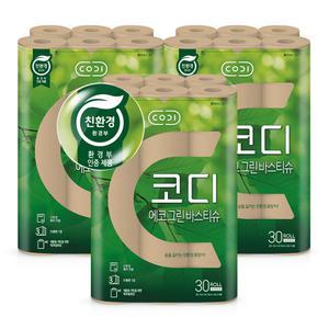 코디 3겹 에코그린 바스티슈, 30m, 30롤, 3개