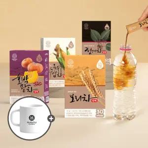 티브루 간편하게 타먹는 액상차 10ml 30+30 총 60개입(보리차/옥수수수염차/헛개수/호박팥차) + 머그컵