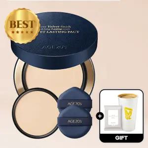 (40%+7%묶음할인/커피쿠폰+클렌징티슈)에이지투웨니스 벨벳 래스팅 팩트 본품+리필