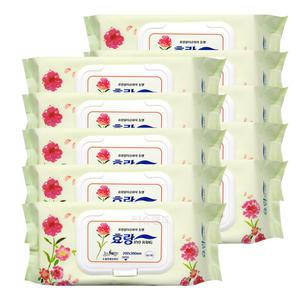 효랑 물티슈 캡형 60매 x10개 빅사이즈 특대형 엠보