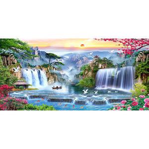 쌍폭포풍경 보석십자수(ab+원형큐빅/전체)