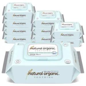 네츄럴오가닉 아기물티슈 수딩 프리미엄 엠보싱 스마트캡형70매[10팩]