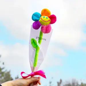 한송이 꽃다발 레인보우 스마일 유치원 졸업식 입학 발표회 어린이집 단체 opp 포장