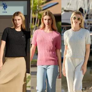 [105][런칭가 119000원] [U.S. POLO ASSN.] USPA 여성 린넨 블렌디드 라운드니트 3종 (HUPS249205)