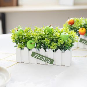 사과나무 조화 화분 모형 한입 울타리 set 13cm 2컬러 인테리어 조경 테이블 로비 장식 소품
