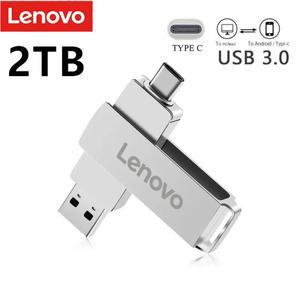 레노버 금속 USB 3.0 펜 드라이브 키, 2TB OTG, C타입 고속 드라이브, 128GB 미니 플래시 메모리 스틱, 1TB, 512GB