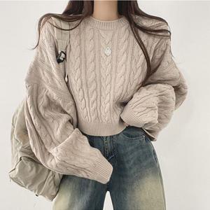 꽈배기 크롭 니트 세미 루즈핏 가을니트