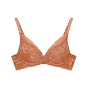 여성 원더핏 에어오일패드 노와이어 풀컵 브라_브라운