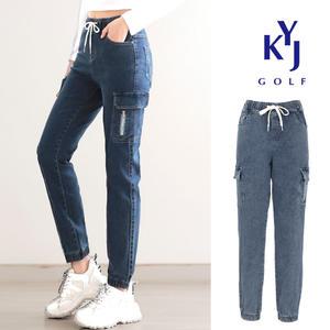 [김영주골프] 봄가을 카고 조거 데님 스판 밴딩 여성 골프 청바지 DPSLSL42